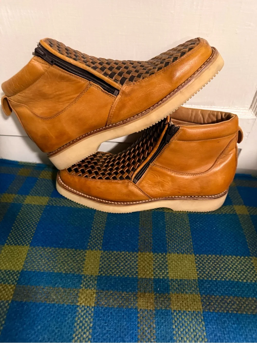 Dalton Men’s Size 11.5 Leather Basket Weave Dual Zipper Men’s Chukka Boots
